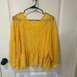 Gentle Fawn Yellow Ruffled Blouse with Relaxed Fit Size Small